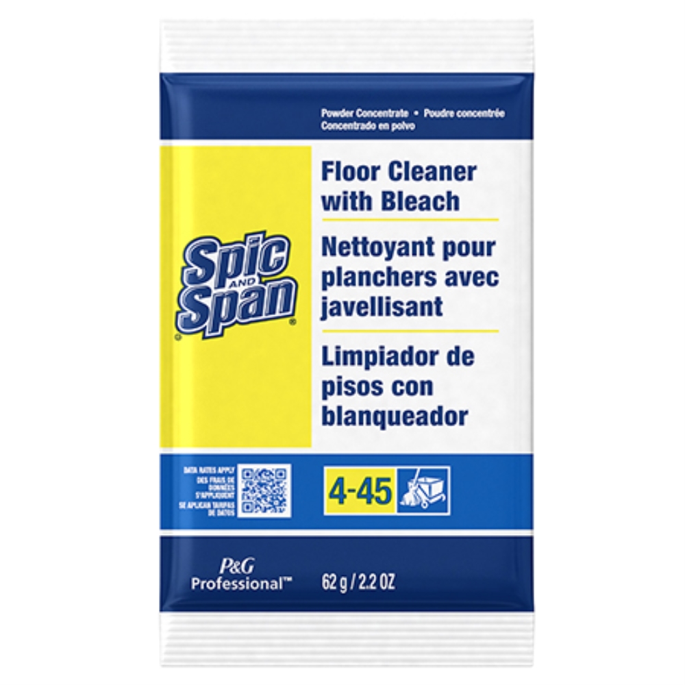 SPIC &amp; SPAN W/BLEACH POWDER FLOOR CLEANER PACKETS 45/CS